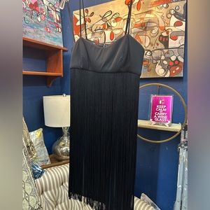 Calvin Klein Black Long Fringe Dress